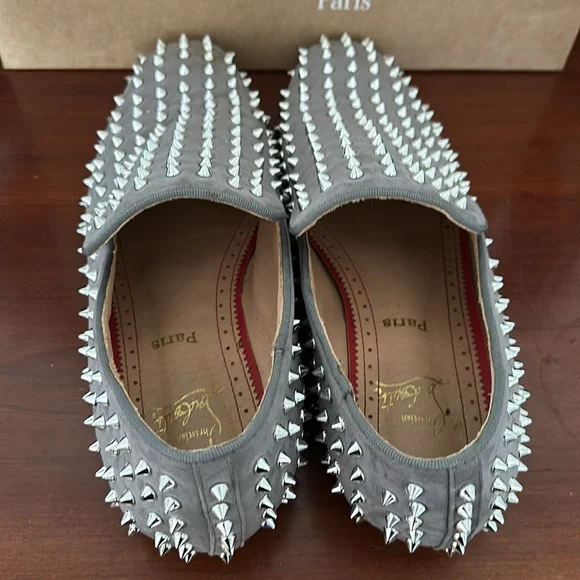 Christian Louboutin Gray Studded Men's Shoes - Picture 4 of 11